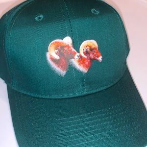 Mens forest green baseball cat two rams hat new